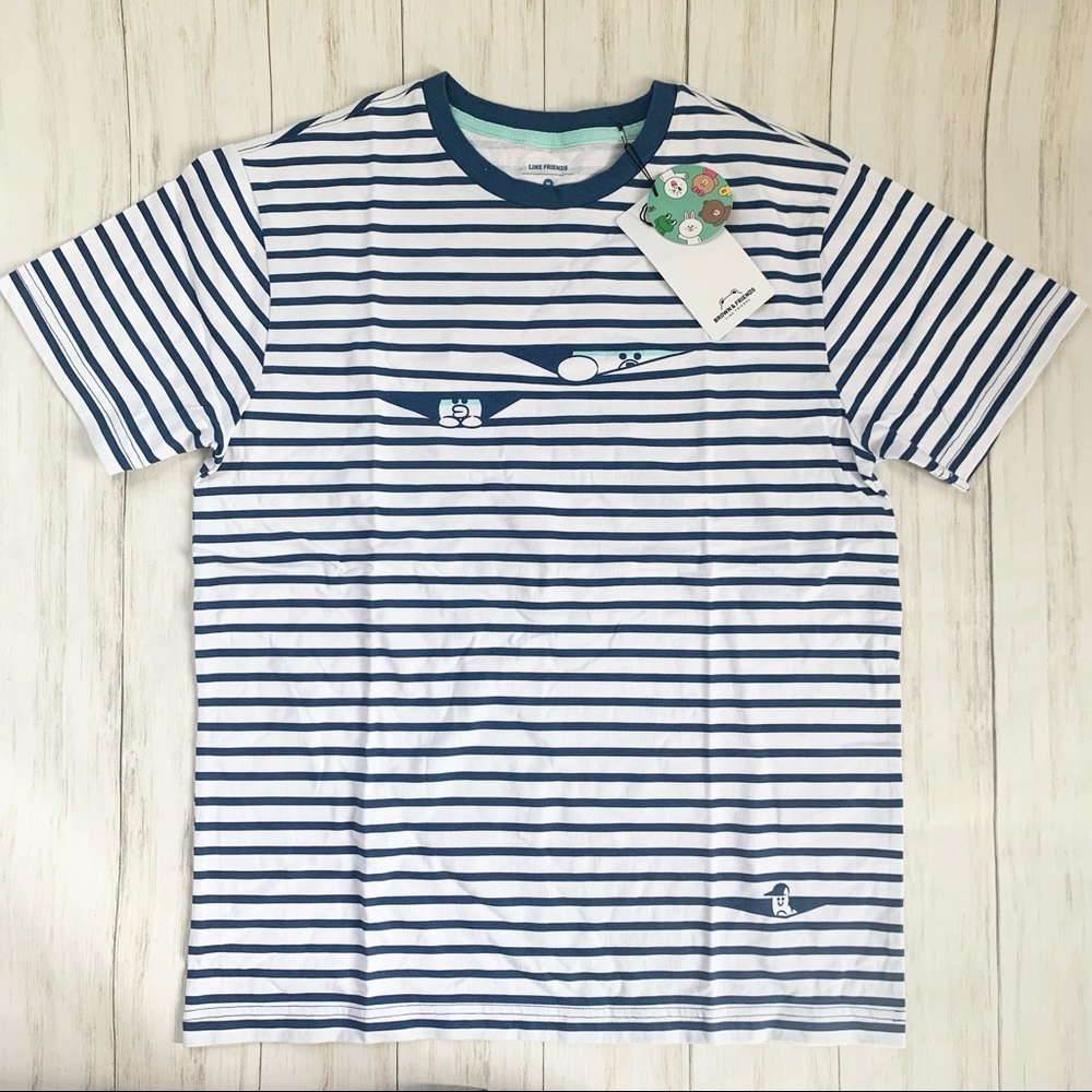 NWT Brown & Friends Line Friends Striped Short Sleeve T-shirt